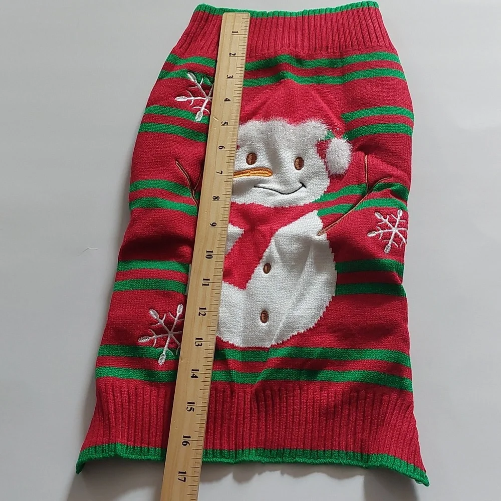 Dog christmas sweater snowman‎ red size L